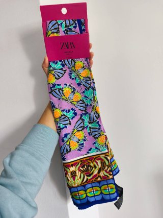 Pañuelo Zara Seda Mariposas Nuevo