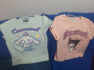 2 Camisetas (tops) Cinnamoroll y Kuromi