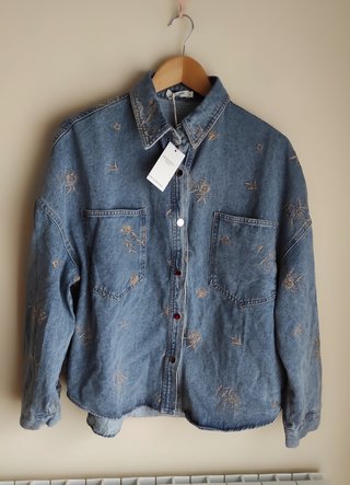 Cazadora Vaquera Bordada Oversize Talla L