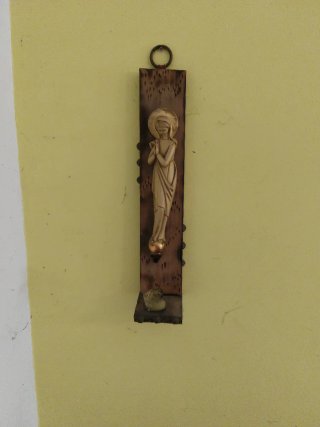 Portavelas religioso vintage madera