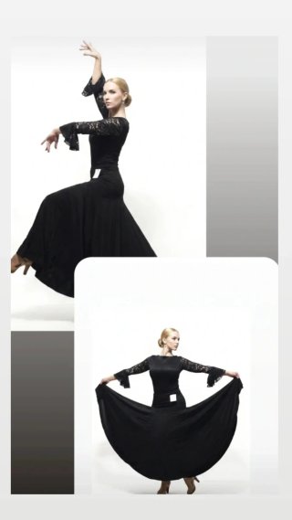 Falda Flamenco Ensayo con Quillas Negra