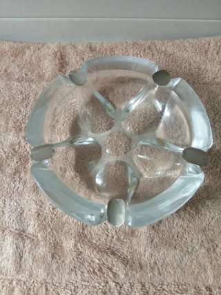 Gran Cenicero Vintage Cristal Macizo Plata de ley