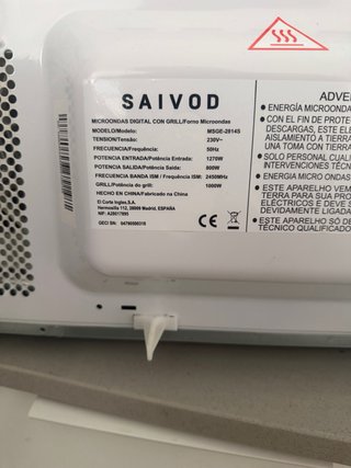 Microondas Saivod con Grill 20L
