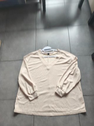 Camiseta larga beige mujer talla 3XL