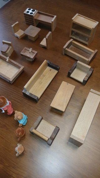 Miniaturas Madera & Familia Osos Sylvanian Años 80