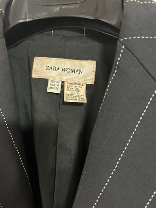Traje Zara Mujer Negro Rayas Talla S