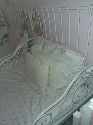 Cama de Forja IKEA Blanca con somier y colchon