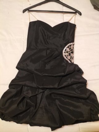 Vestido fiesta corto palabra de honor