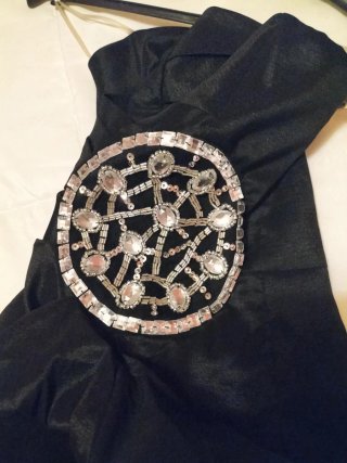 Vestido fiesta corto palabra de honor