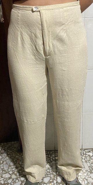 Pantalón de lino crema (talla 40)