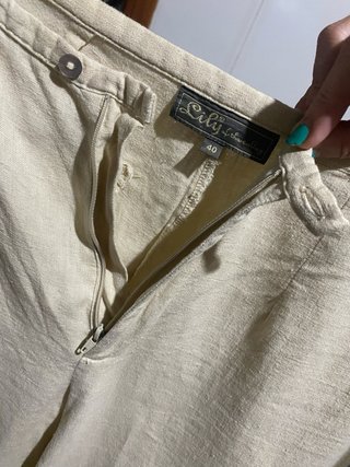 Pantalón de lino crema (talla 40)