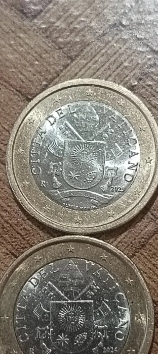 2 Monete da 1 Euro Città del Vaticano.2024 2025.