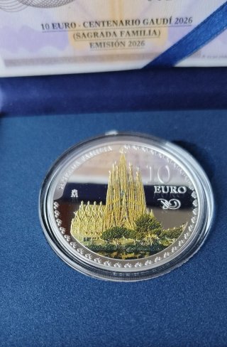 Esaurita già 10€ in argento colorata Sagrada Familia 2026