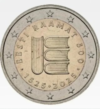 Moneta 2 Euro Estonia 2025 - 500 Anni del Libro
