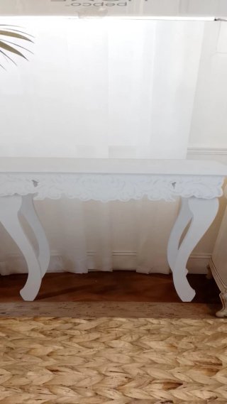 Tavolo Consolle in Legno Bianco