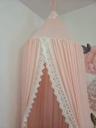 Dosel de Cama Rosa con puntilla  Blanco