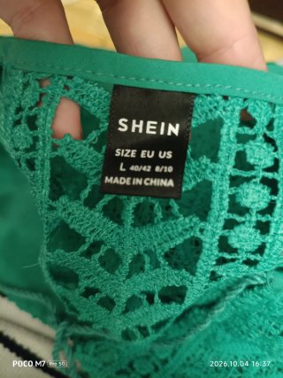 Vestido SHEIN verde boho con encaje talla única