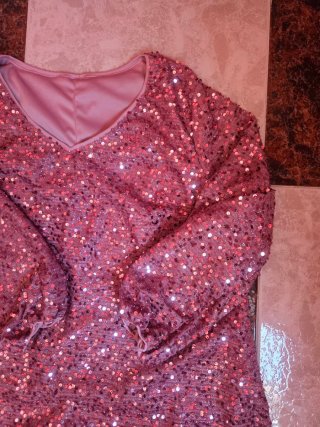 Vestido Rosa de Lentejuelas Talla L