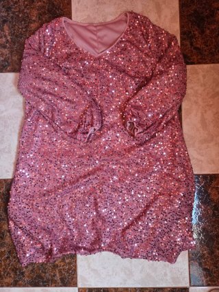 Vestido Rosa de Lentejuelas Talla L