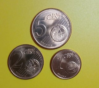 3 Monete 1, 2 e 5 cent Euro Grecia. Scegli anno 2006, 2008 o 2009