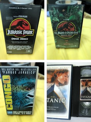 Lote 4 películas VHS Jurassic Park Titanic Congo