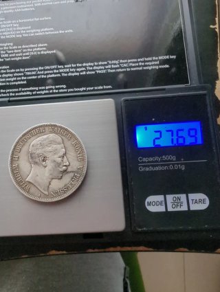 Alemania 5 Marcos 1907 Prusia plata