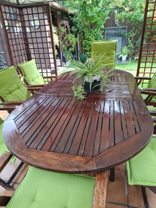 Conjunto de Mesa y Sillas de Jardín en Madera