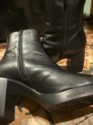 Botines Wonder Piel Negro Talla 40 Tacón 7cm