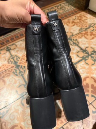 Botines Wonder Piel Negro Talla 40 Tacón 7cm