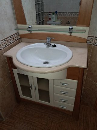 Mueble de Baño con Espejo 80cm madera de roble
