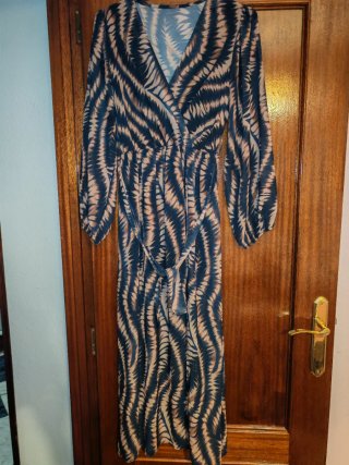 Vestido Estampado Beige y Azul