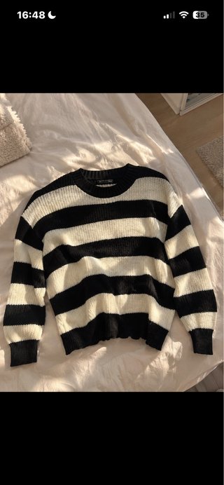 SHEIN Talla S Jersey rayas negro y blanco oversize