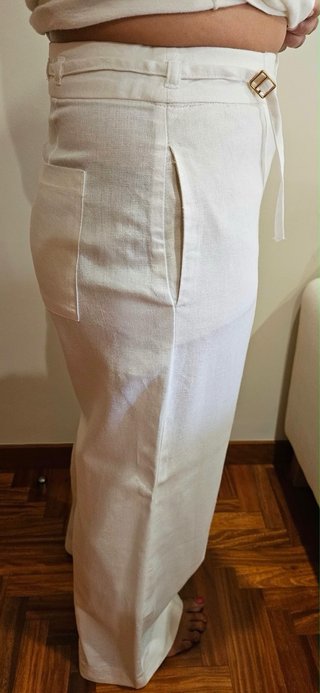 Pantalón Zara Lino Viscosa Ancho Talla M