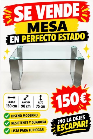 Mesa de Cristal y Metal