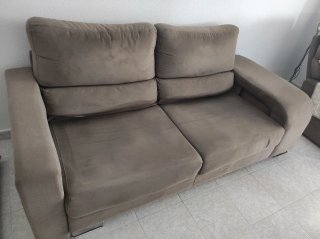 Sofá 3 plazas con 2 reposapiés y funda