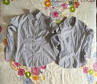 2 Camisas de Rayas Benetton azul y gris - Talla M