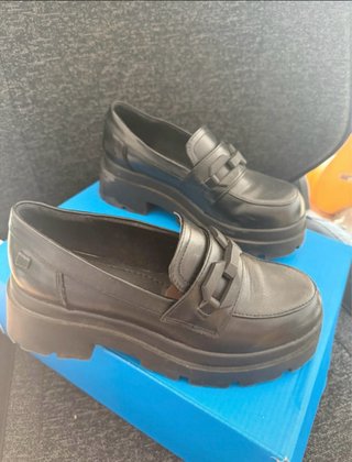 Mocasines negros plataforma mujer