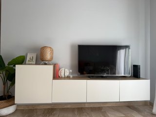 Mueble de comedor blanco y madera dos módulos