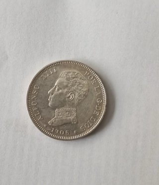 2 PESETAS 1905 PLATA ALFONSO XIII. BELLA.