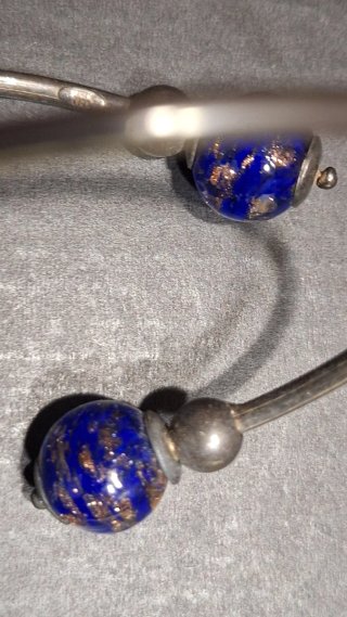 Pulsera Plata Tubo Cristal Azul