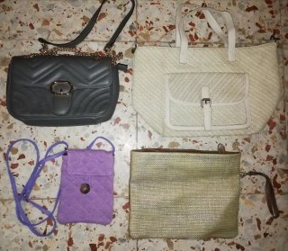 Lote 4 Bolsos: Gris, Beige, Morado