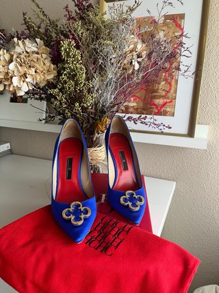 Zapatos Carolina Herrera Azules de Raso
