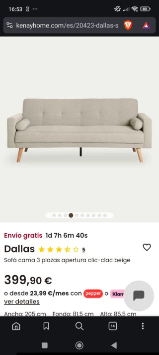 Sofá cama 3 plazas Kenay