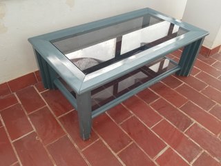 Mesa centro madera y cristal doble altura