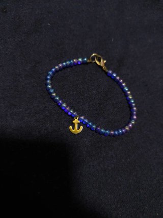Pulsera de Cuentas Azules con Ancla