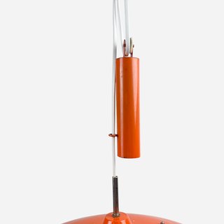 Lámpara Techo Polea 70s Naranja Roja Metal
