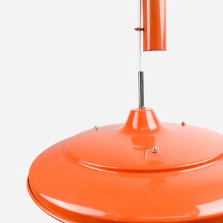 Lámpara Techo Polea 70s Naranja Roja Metal