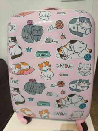 Maleta infantil rosa con gatos