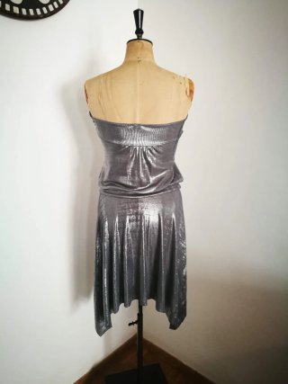 Vestido de Fiesta Plateado Estilo 80s