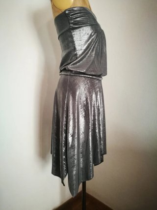 Vestido de Fiesta Plateado Estilo 80s